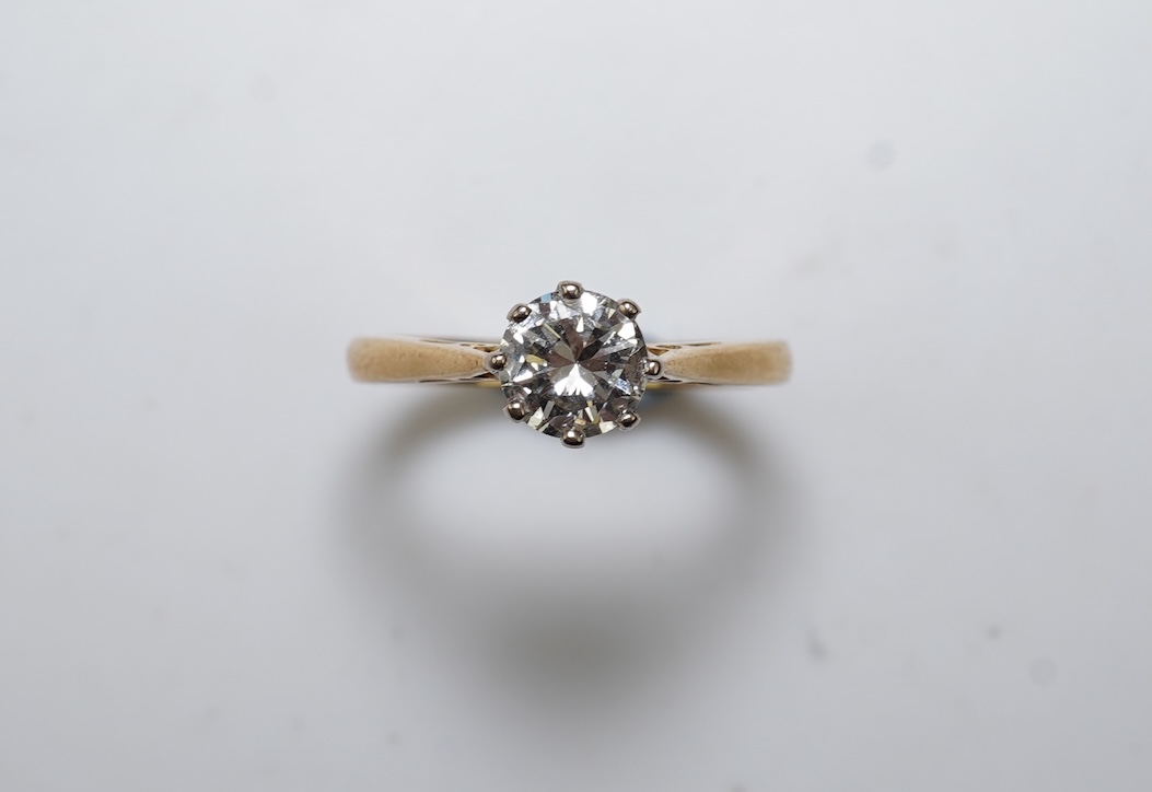 A diamond solitaire ring